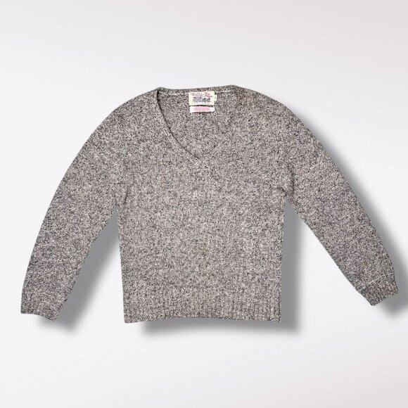 Vintage Tally-Ho V-Neck 3/4 Sleeve Sweater Gray Knit 55% Silk & Wool Blend XS - Picture 9 of 12
